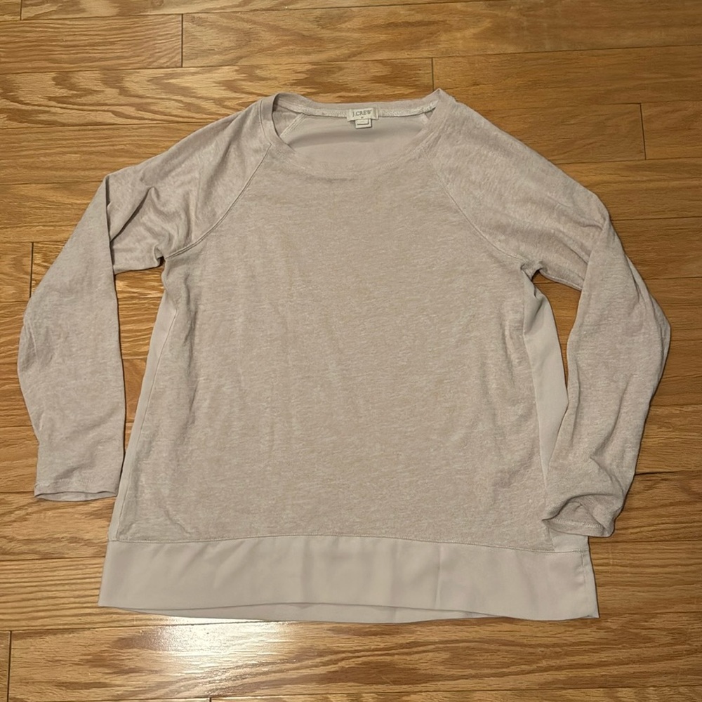 J. Crew 2-texture long sleeve with cotton blend front and polyester hem